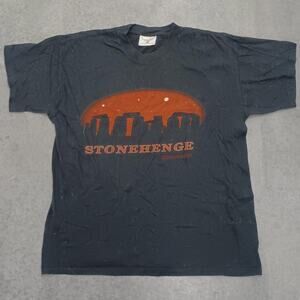 Vintage UK - Stonehenge - Millennium 2000 Black Souvenir Tee - Mens XL T-Shirt